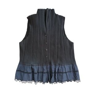 Pleats Please Issey Miyake pleated ruffle top